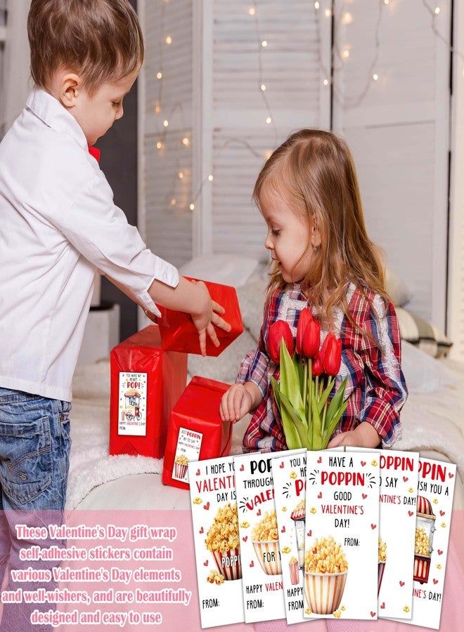 Cazhes Valentine's Day Gifts Tags Stickers, 60pcs Gift Wrap Self Adhesive Stickers, Popcorn Happy Valentine's Day Wrapping Decorations for Envelopes Present School - B04 - Image 5
